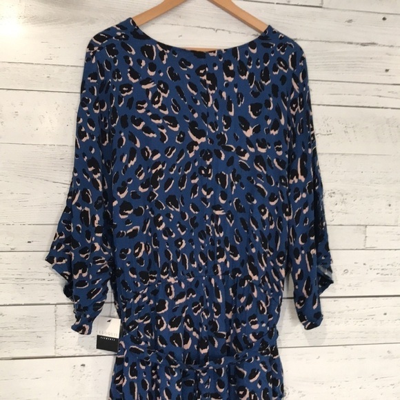 NWT Eloquii Elements plus size blue leopard print kimono sleeve vneck jumpsuit - Picture 9 of 11
